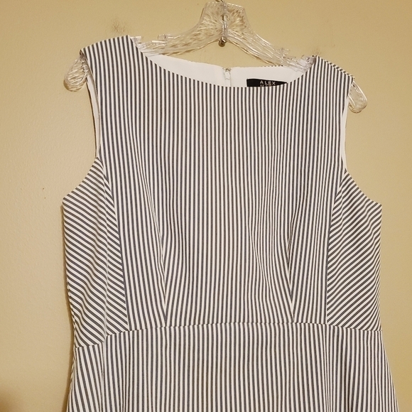 Alex Marie | Women's Sleeveless Striped Sheath Dress (Size 10) - Picture 3 of 12